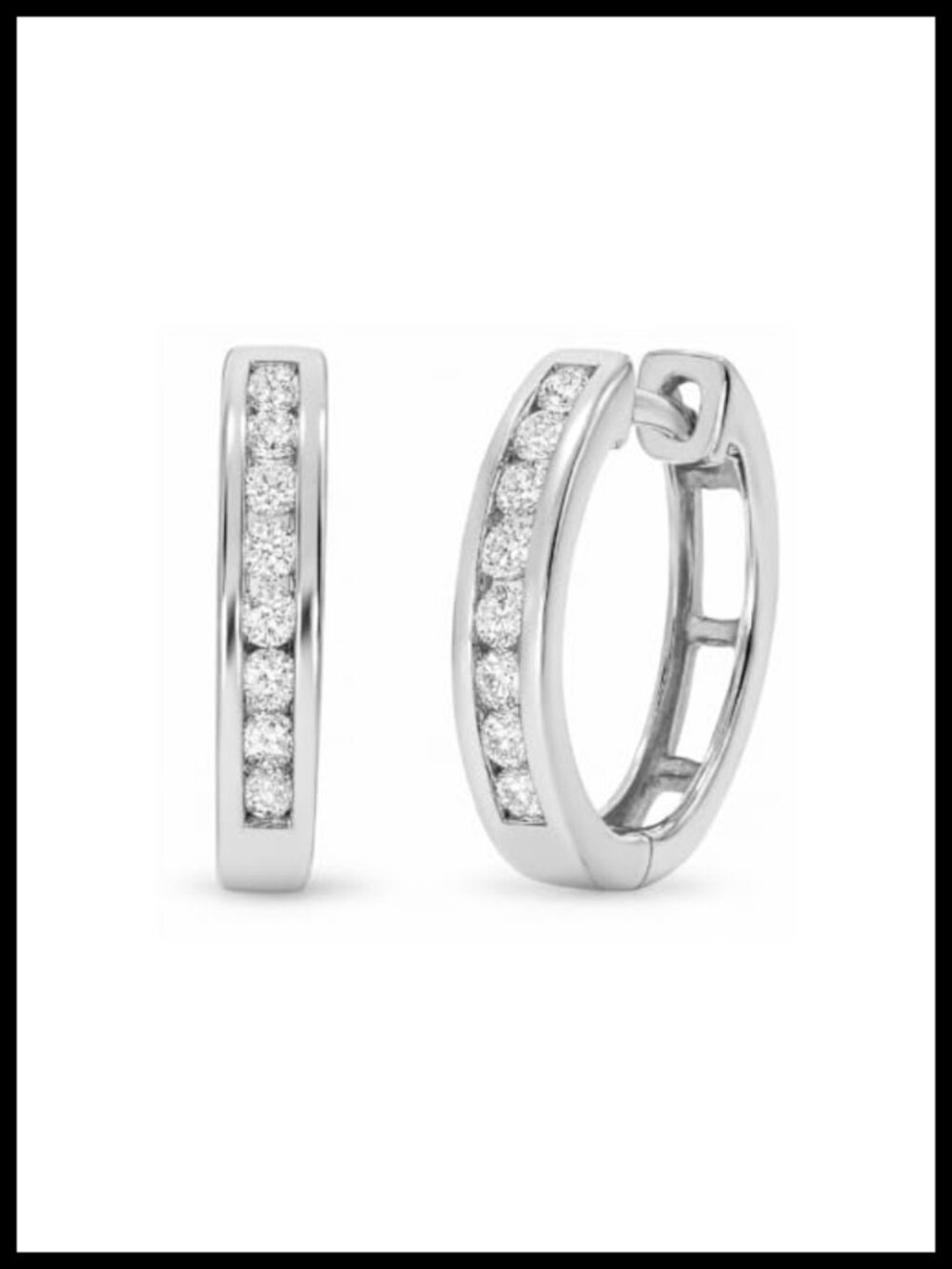 Diamond Huggie Hoop Earrings 14K Gold Plated Silver